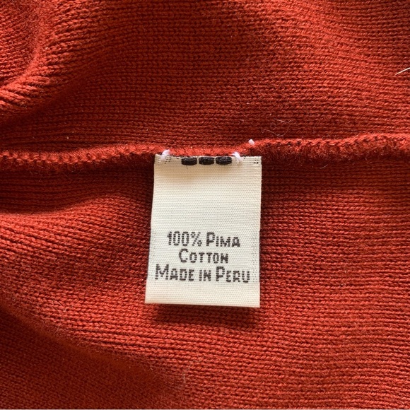 Peruvian Connection Turtleneck Shirt Womens L Rust Burnt Orange Pima Cotton Peru - Picture 5 of 12